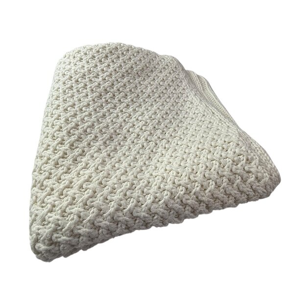 POTTERY BARN Throw Pillow Cover Off-White Crochet-Knit Style Zipper Cableknit